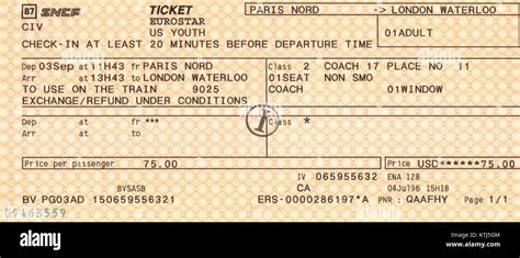 Eurostar ticket from Paris to London Stock Photo - Alamy