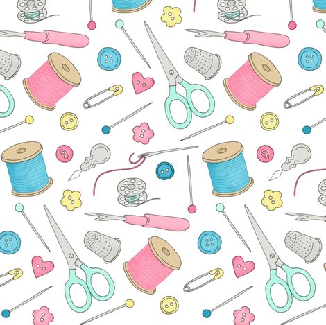 Sewing Notions 1 - mixed notions fabric - hazel_fisher_creations - Spoonflower