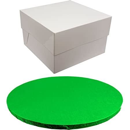 Round Coloured Drum Cake Board and White Transporting Box (10 Inch, Green) : Amazon.co.uk: Home ...