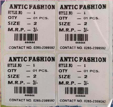 Ready made Garments Store Barcode Label Designs ~ Billing Software Guru