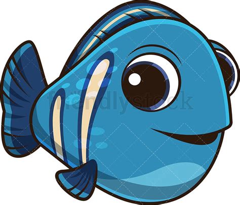 Cute Blue Fish Cartoon Clipart Vector - FriendlyStock