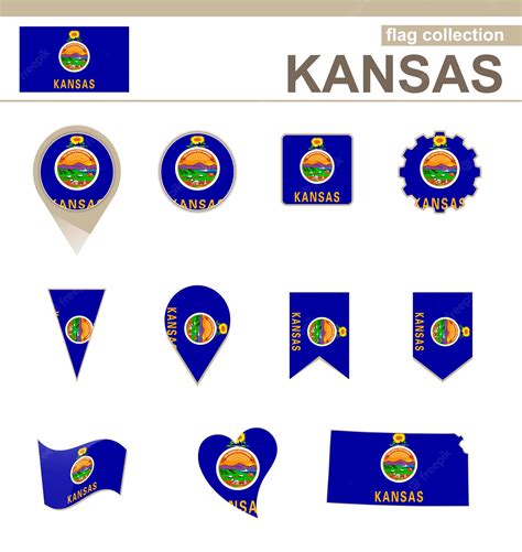 Premium Vector | Kansas flag collection, usa state, 12 versions