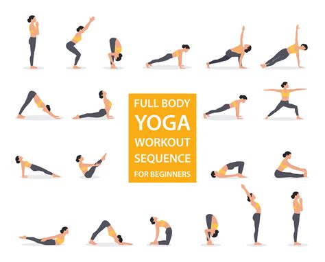 Woman Yoga full body workout isolated on the white background. Yoga sequence for beginners ...