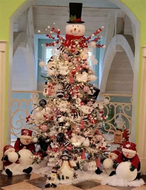 55 DIY Christmas Tree Decorating Ideas - alltemplatehd.com #christmasdecordiy Snowman Christmas ...