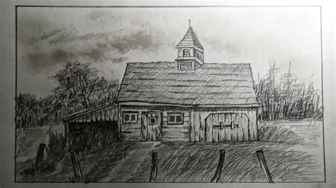 How to draw an old barn (old farm house) - Part 1 - YouTube