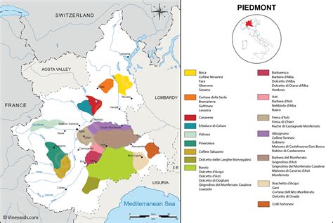 Piedmont Wine Region Map Regione Del Vino Piemonte ...