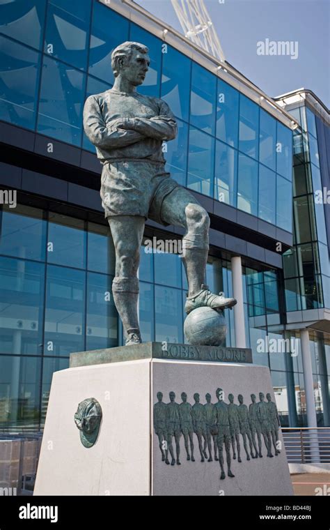 Statue of England Football Captain Bobby Moore Wembley Stadium London ...