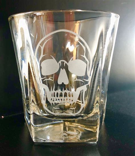 Etched Skull Whiskey Glass Engraved whiskey glasses Engraved | Etsy | Engraved whiskey glass ...