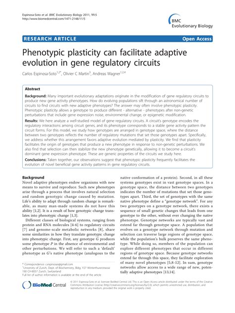 (PDF) Phenotypic plasticity can facilitate adaptive evolution in gene ...