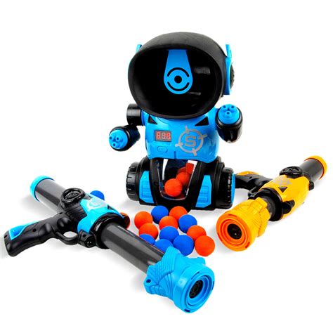 Buy Boley Robot Blast Poppers - 27 Piece Shooting Game Playset with Robot Target, Foam Balls and ...