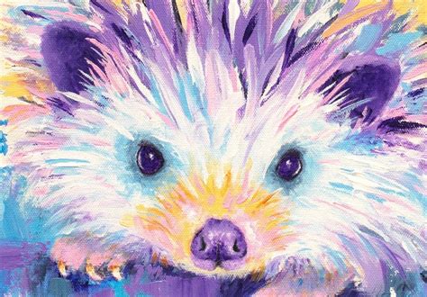 Hedgehog Art Print on Paper or Canvas of Painting by Krystle Cole ...