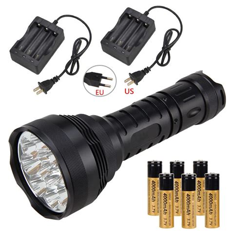 High power super bright 15000 lumens 12 x XMLT6 LED tactical flashlight ...