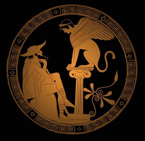 Greek Vector Ancient Illustration / Oedipus and Sphinx Free Vector ...