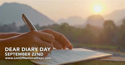 DEAR DIARY DAY - List Of National Days