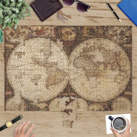 Custom Vintage World Map 1014 pc Jigsaw Puzzle | YouCustomizeIt