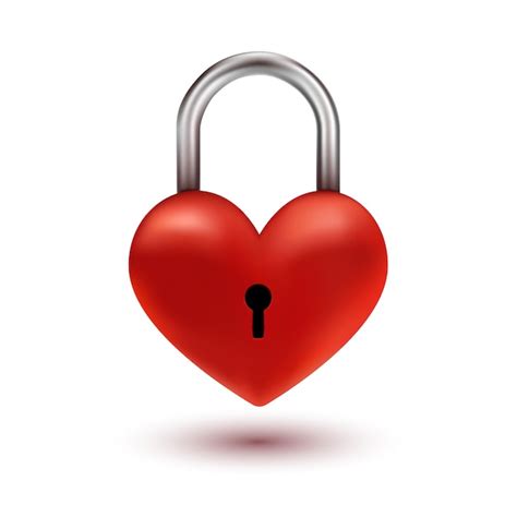 Premium Vector | Red heart shaped padlock.