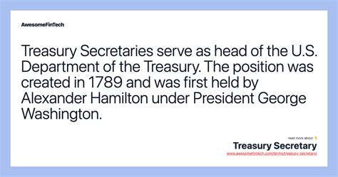 Treasury Secretary | AwesomeFinTech Blog