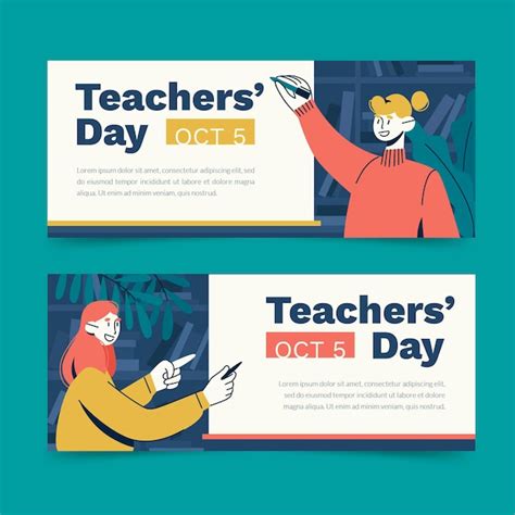 Free Vector | Hand drawn teachers' day banners set