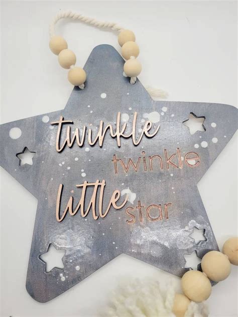 Twinkle Twinkle Little Star, Nursery Wall Hanging, Nursey Wall Decor, Star, Wood Cutout, Baby ...