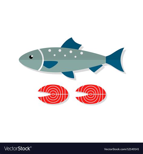 Salmon fish flat Royalty Free Vector Image - VectorStock