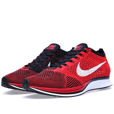 Price $64 Nike Flyknit Racer 526628-610 University Red/White/Black Men ...