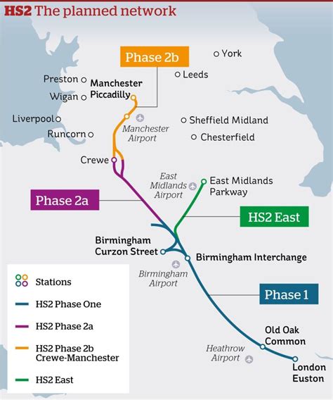 HS2 route map: When each phase of the high speed rail line will open after delays and where it ...