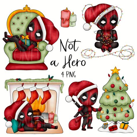 Christmas Deadpool Clipart Graphics Digital Illustration Doodle ...