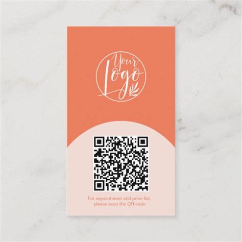 Modern arch makeup coral photo qr code logo business card | Zazzle