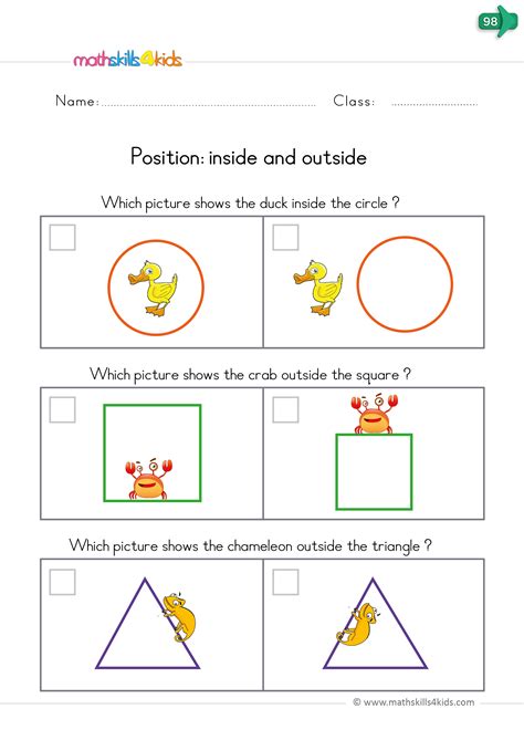 Position Worksheets for Kindergarten | Free Printable Positional Words PDF for Kinders