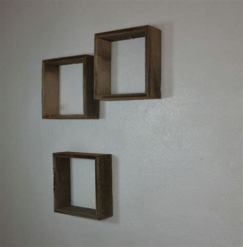 Reclaimed Wood Shadow Box Wall Shelves - Set of 3