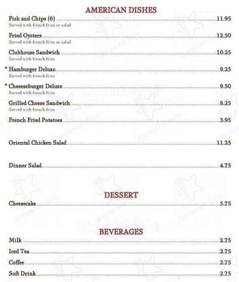 Menu at Cathay Inn restaurant, Spokane