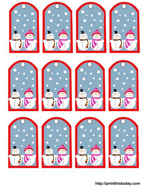 Free Printable Snowman Christmas Gift Tags