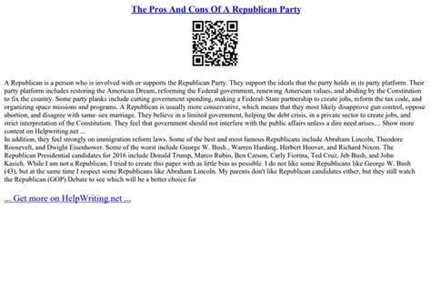 The Pros And Cons Of A Republican Party | PPT