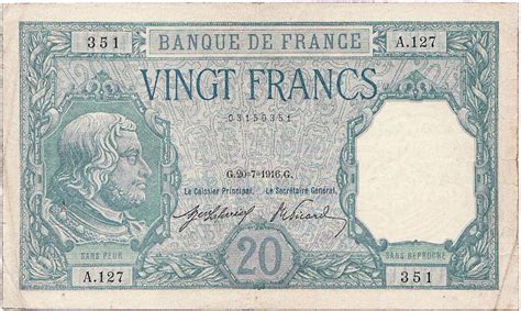 20 French Francs banknote (Bayard) - Exchange yours for cash today