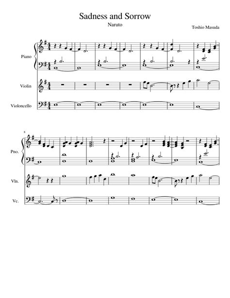 Sadness and Sorrow sheet music for Piano, Violin, Cello download free ...