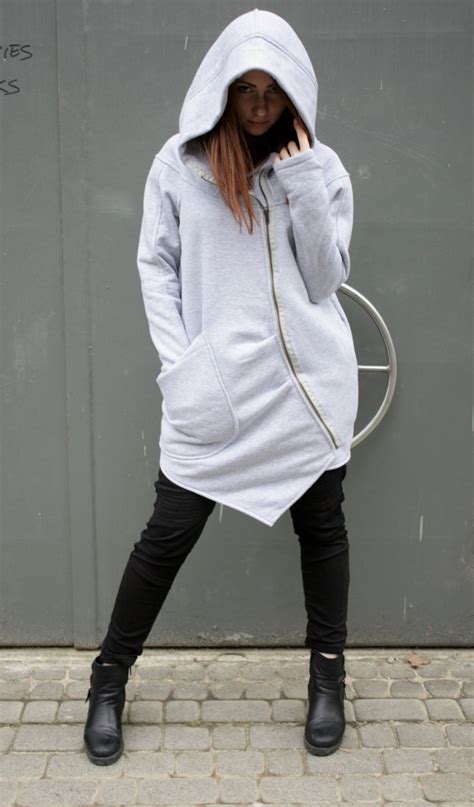 White Jacket Hoodie, Hooded Jacket, Asymmetric Hoodie, Plus Size ...