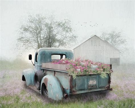 Truck Mixed Media - Ford Full Of Flowers by Lori Deiter | Wine and ...