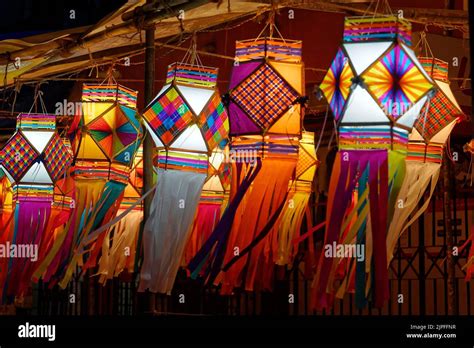 Colorful traditional Lanterns in Various Shapes Akash kandil (Diwali decorative lamps ...