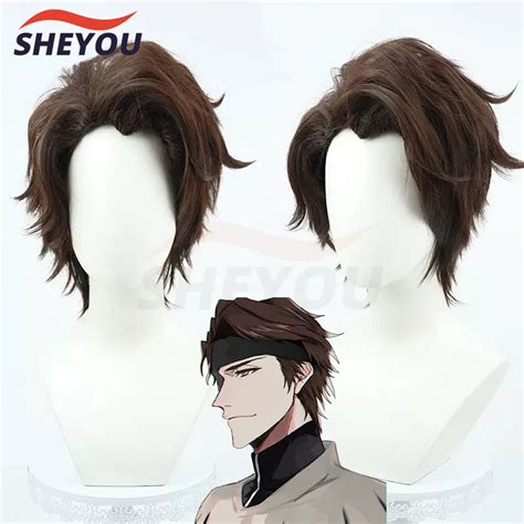 Aizen Sousuke Cosplay Wig Anime Bleach Short Brown Heat Resistant Hair ...