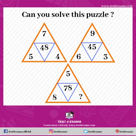 Solve the Triangle Math Puzzle | Math Logic Puzzles | Test 4 Exams