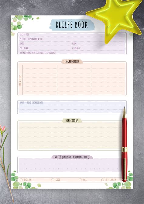 Download Printable Recipe Book Template - Floral Style PDF