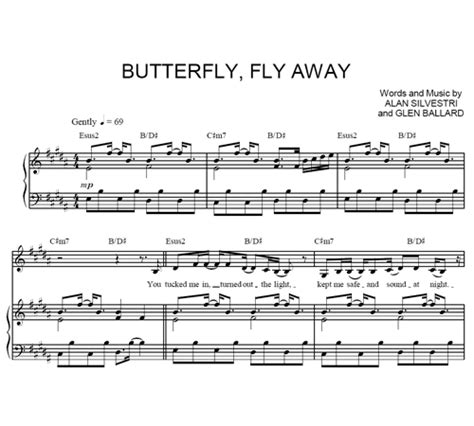 Butterfly, Fly Away - Hannah Montana - Miley Cyrus - sheet music - Purple Market Area