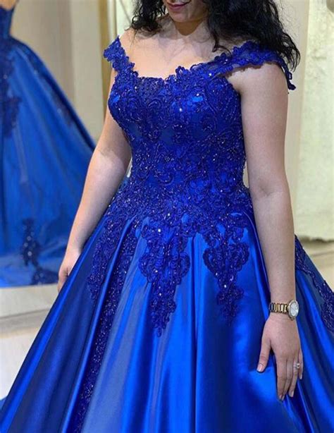 Royal Blue Lace Ball Gown Women Formal Wedding Party Gowns Evening Wea – Siaoryne