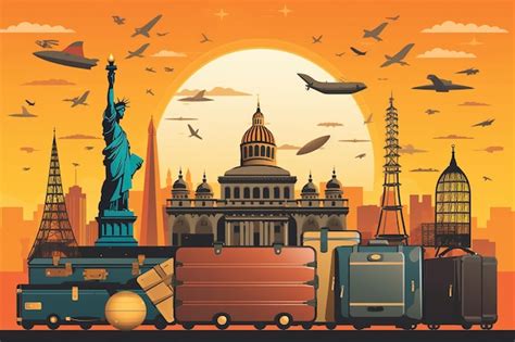 Premium Photo | A poster for a travel agency with a statue of liberty ...