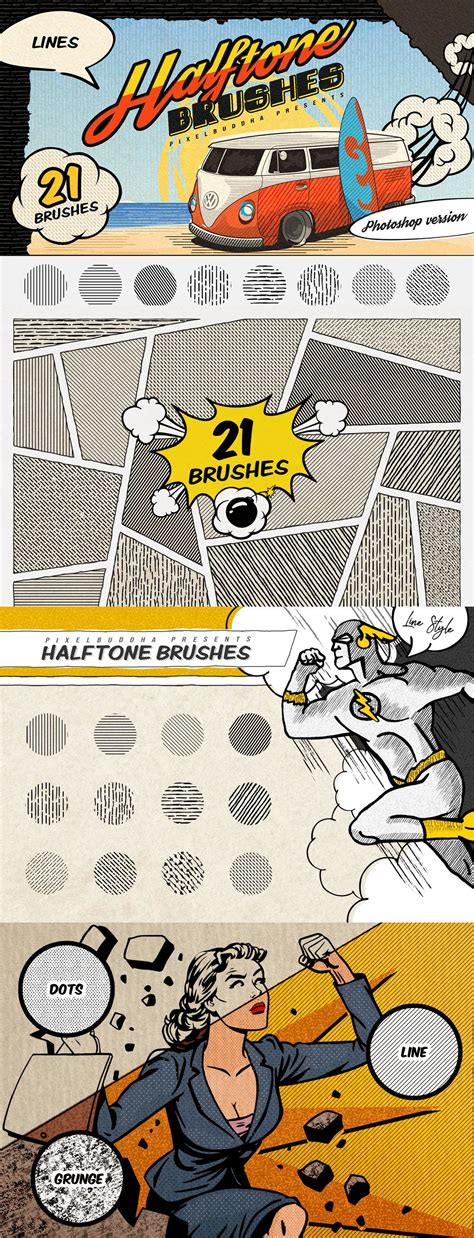 Halftone Lines: Vintage Photoshop Brushes | Photoshop brushes, Halftone ...