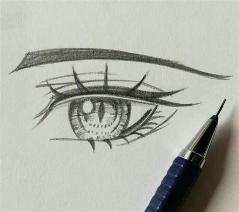 Eye Drawing with Long Lashes and Eyeshade