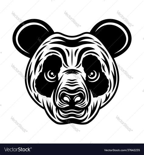 Panda head monochrome Royalty Free Vector Image