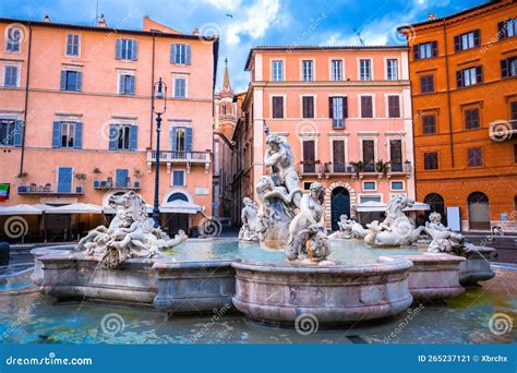 Piazza Navona Square Fountain and Colorful Architecture View Stock ...