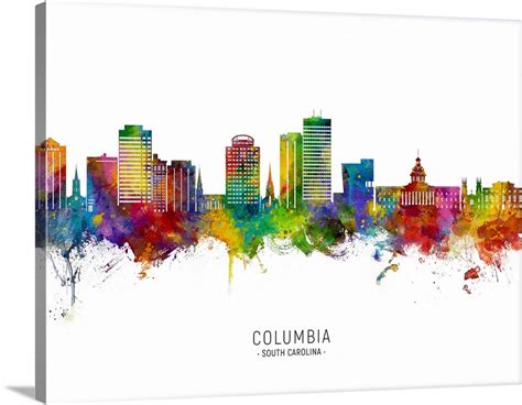 Columbia South Carolina Skyline Wall Art, Canvas Prints, Framed Prints ...