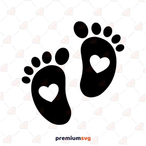 Baby Footprint with Heart SVG, Baby Feet Clipart | PremiumSVG